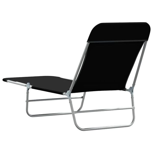 vidaXL Folding Sun Loungers 2 pcs Steel and Fabric Black