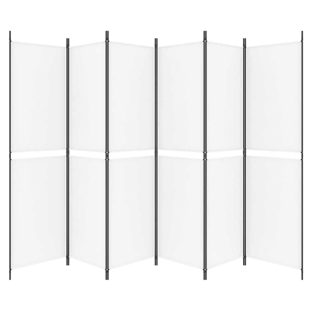 vidaXL 6-Panel Room Divider White 300x200 cm Fabric