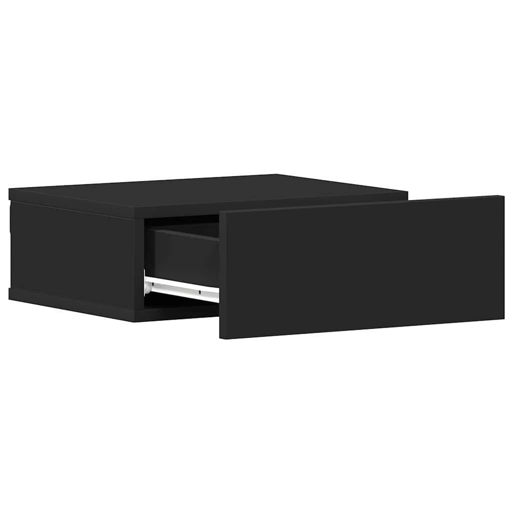 vidaXL Floating Nightstands 2 pcs Black 40x30x15 cm Engineered Wood