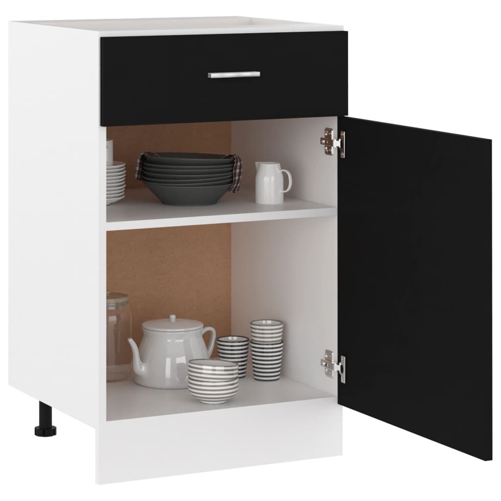 vidaXL Drawer Bottom Cabinet Lyon Black 50x46x81.5 cm Engineered Wood