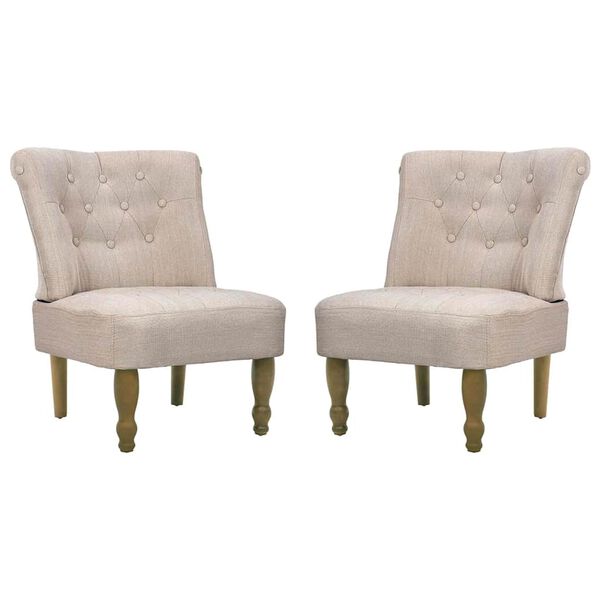 vidaXL French Chairs 2 pcs Cream Fabric