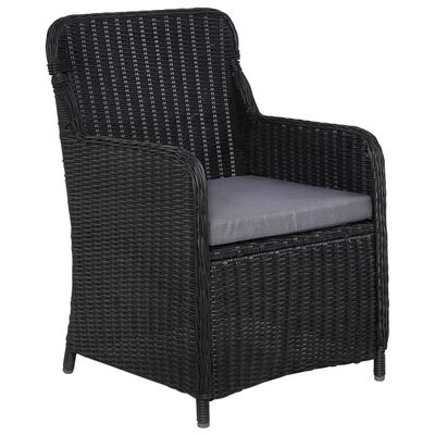 vidaXL Outdoor Chairs with Cushions 2 pcs Poly Rattan Black, black vidaXL Outdoor Chairs with Cushions 2 pcs Poly Rattan Black
