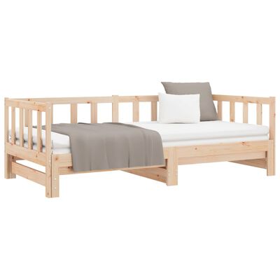 vidaXL Day Bed with Trundle without Mattress 90x200 cm Solid Wood, natural vidaXL Day Bed with Trundle without Mattress 90x200 cm Solid Wood