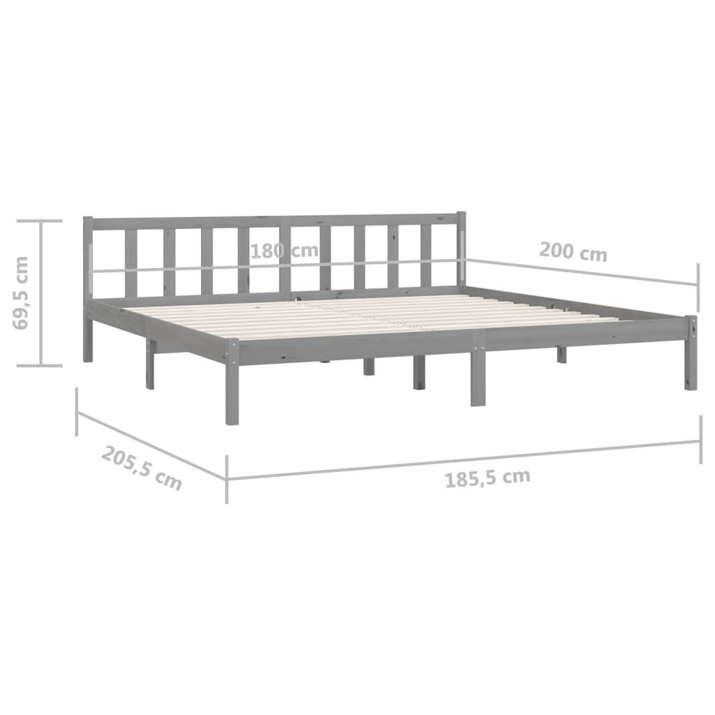 vidaXL Bed Frame without Mattress Grey Solid Wood Super King Size