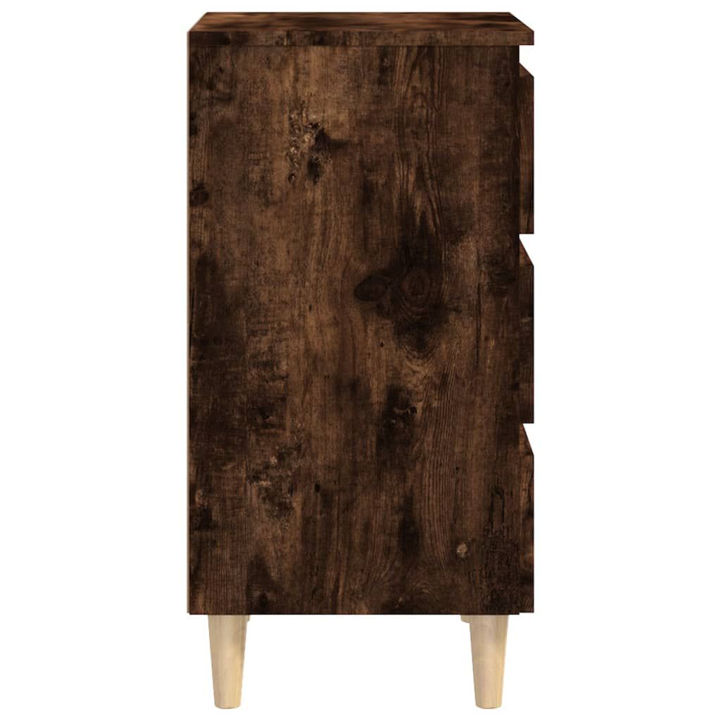 vidaXL Bed Cabinets with Solid Wood Legs 2 pcs Smoked Oak 40x35x69 cm