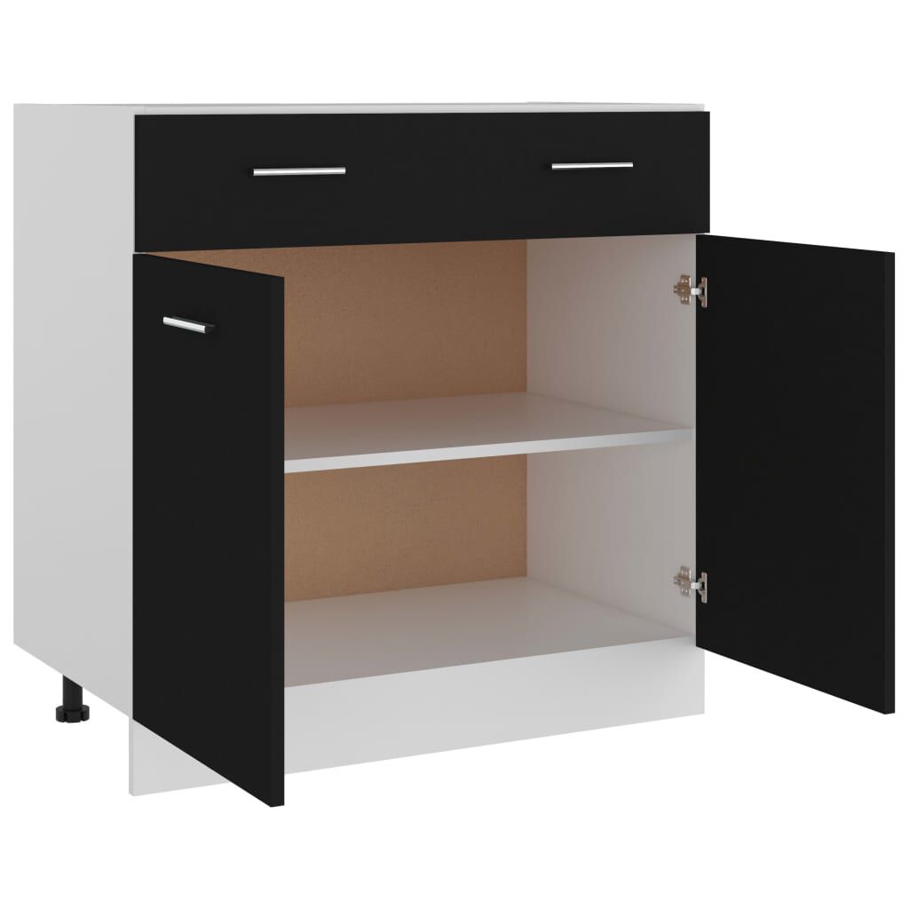 vidaXL Drawer Bottom Cabinet Black 80x46x81.5 cm Engineered Wood