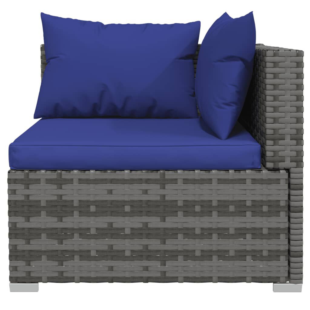 vidaXL 11 Piece Garden Lounge Set with Cushions Poly Rattan Grey