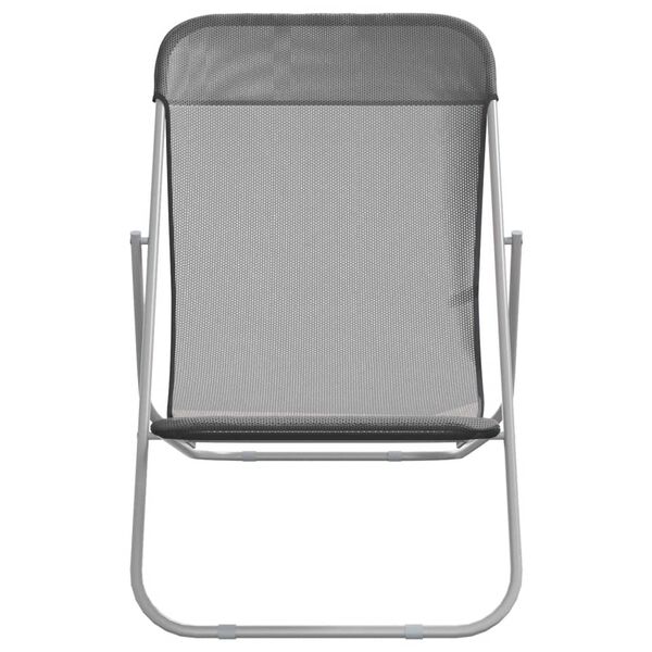 vidaXL Folding Beach Chairs 2 pcs Grey Textilene&Powder-coated Steel