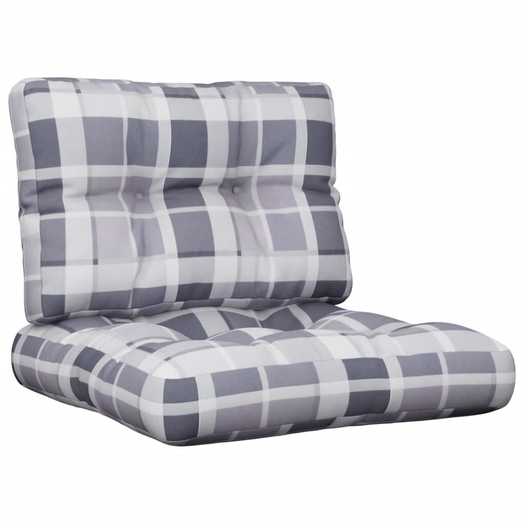 vidaXL Pallet Cushions 2 pcs Grey Check Pattern Fabric
