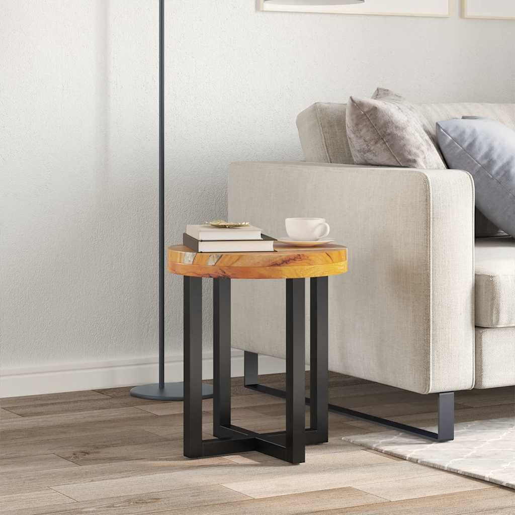 vidaXL Coffee Table 40x45 cm Solid Teak Wood and Polyresin