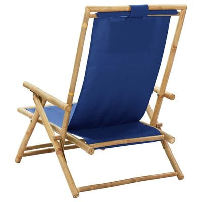 vidaXL Reclining Relaxing Chair Navy Blue Bamboo and Fabric, navy blue vidaXL Reclining Relaxing Chair Navy Blue Bamboo and Fabric