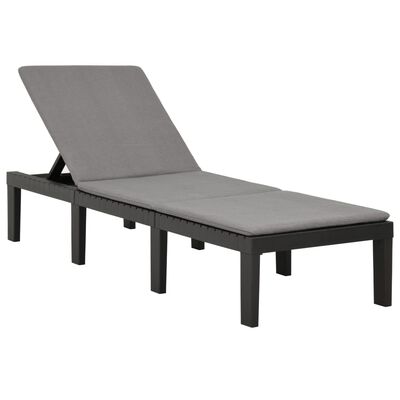 vidaXL Sun Lounger with Cushion Plastic Anthracite, anthracite vidaXL Sun Lounger with Cushion Plastic Anthracite
