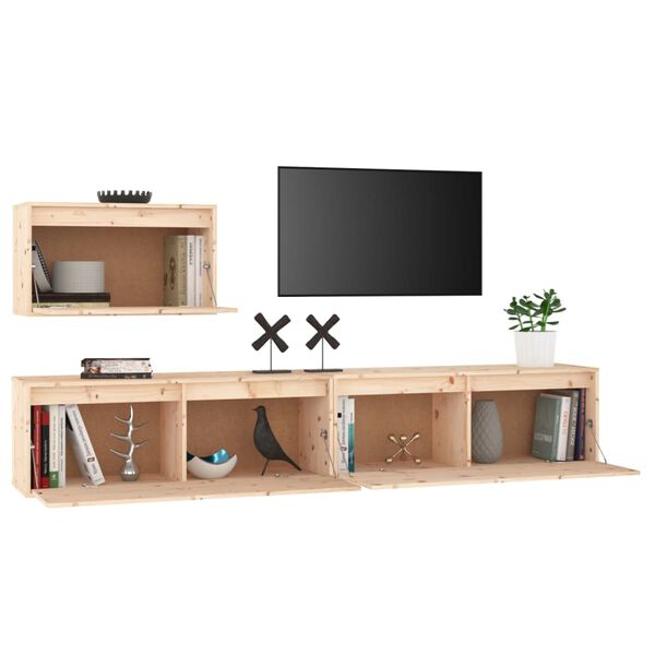 vidaXL TV Cabinets 3 pcs Solid Wood Pine