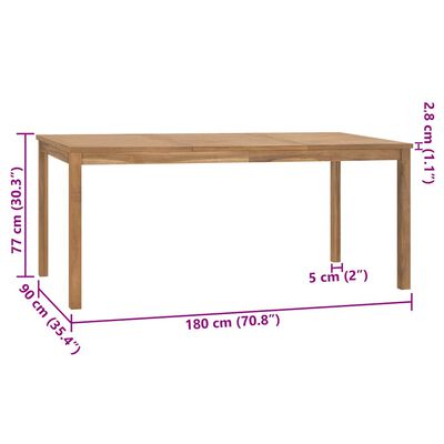 vidaXL Garden Dining Table 180x90x77 cm Solid Teak Wood,  vidaXL Garden Dining Table 180x90x77 cm Solid Teak Wood