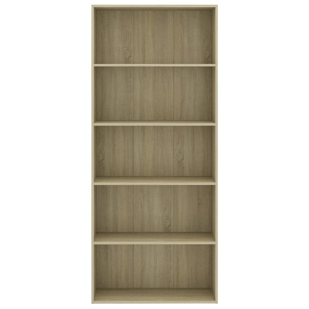 vidaXL 5-Tier Book Cabinet Sonoma Oak 80x30x189 cm Engineered Wood
