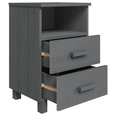 vidaXL Bedside Cabinet HAMAR Dark Grey 40x35x62 cm Solid Wood Pine