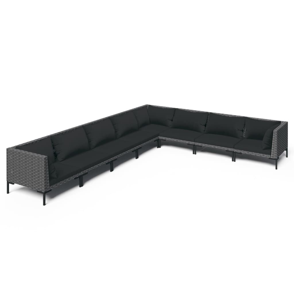 vidaXL 8 Piece Garden Lounge Set with Cushions Poly Rattan Dark Grey