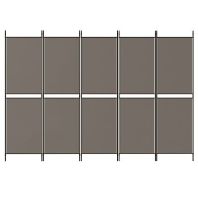 vidaXL 5-Panel Room Divider Anthracite 250x180 cm Fabric, anthracite vidaXL 5-Panel Room Divider Anthracite 250x180 cm Fabric