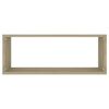 vidaXL Wall Cube Shelf 2 pcs Sonoma Oak 60x15x23 cm Engineered Wood
