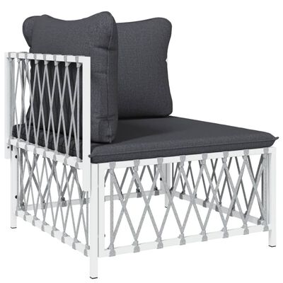 vidaXL 2 Piece Garden Lounge Set with Cushions White Steel, white vidaXL 2 Piece Garden Lounge Set with Cushions White Steel