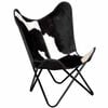 vidaXL Butterfly Chair Black and White Real Cowhide Leather