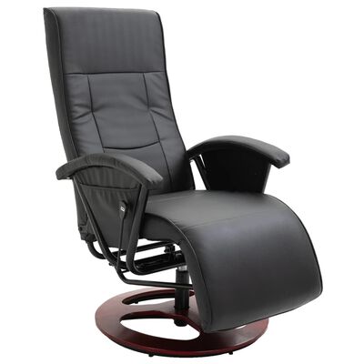vidaXL Swivel TV Armchair Black Faux Leather, black vidaXL Swivel TV Armchair Black Faux Leather