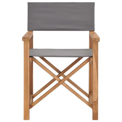 vidaXL Director's Chair Solid Teak Wood Grey, grey vidaXL Director's Chair Solid Teak Wood Grey
