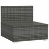 vidaXL Garden Middle Sofa with Cushions Grey Poly Rattan