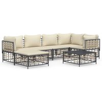 vidaXL 7 Piece Garden Lounge Set with Cushions Anthracite Poly Rattan,  vidaXL 7 Piece Garden Lounge Set with Cushions Anthracite Poly Rattan