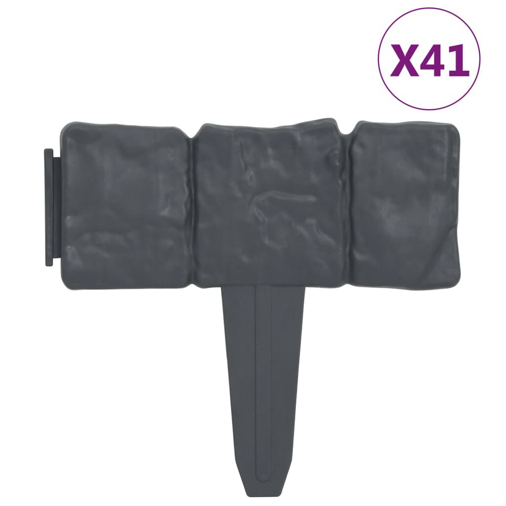 vidaXL Lawn Fence Stone Look 41 pcs Plastic 10 m