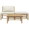 vidaXL 3 Piece Garden Lounge Set with Cream White Cushions Bamboo
