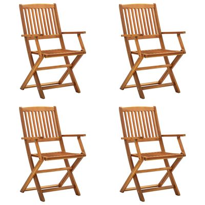 vidaXL Folding Outdoor Chairs 4 pcs Solid Acacia Wood, brown vidaXL Folding Outdoor Chairs 4 pcs Solid Acacia Wood