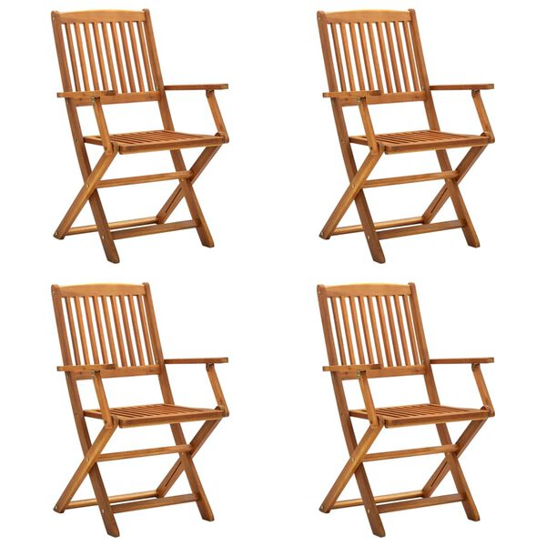 vidaXL Folding Outdoor Chairs 4 pcs Solid Acacia Wood