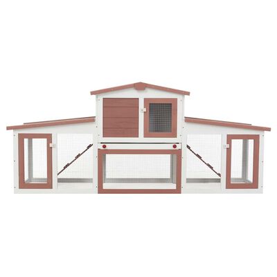 vidaXL Outdoor Large Rabbit Hutch Brown and White 201x45x85 cm Wood, brown and white vidaXL Outdoor Large Rabbit Hutch Brown and White 201x45x85 cm Wood