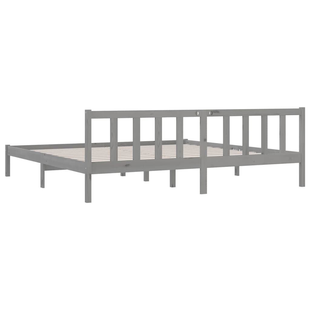 vidaXL Bed Frame without Mattress Grey Solid Wood Super King Size