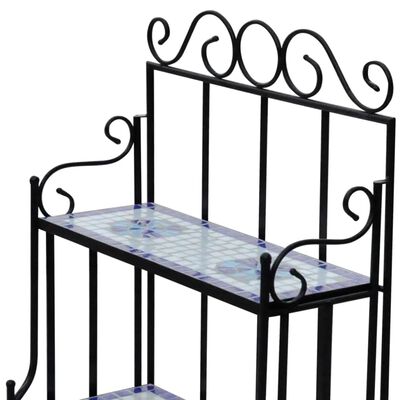 Plant Stand Plant Display Blue White Mosaic Pattern, blue Plant Stand Plant Display Blue White Mosaic Pattern