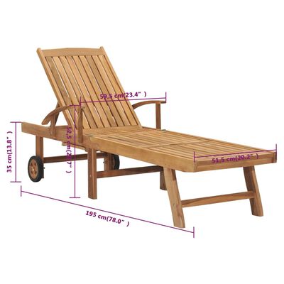 vidaXL Sun Lounger Solid Teak Wood,  vidaXL Sun Lounger Solid Teak Wood