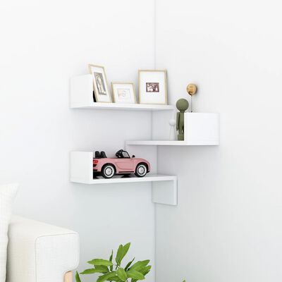 vidaXL Wall Corner Shelf White 40x40x50 cm Engineered Wood, white vidaXL Wall Corner Shelf White 40x40x50 cm Engineered Wood