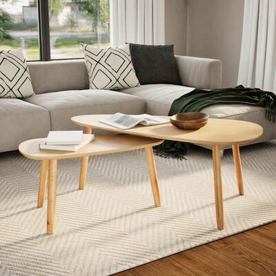 vidaXL Coffee Table Set 2 Pieces Solid Pinewood Brown, brown vidaXL Coffee Table Set 2 Pieces Solid Pinewood Brown