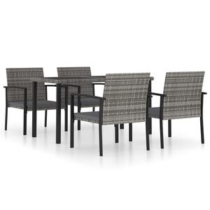 vidaXL 5 Piece Garden Dining Set Poly Rattan Grey