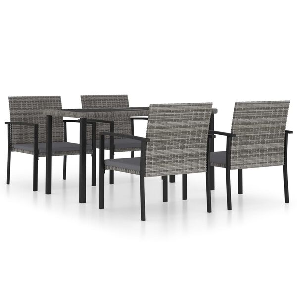 vidaXL 5 Piece Garden Dining Set Poly Rattan Grey