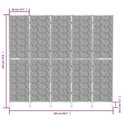 vidaXL Room Divider 5-Panel 205x180 cm Water Hyacinth