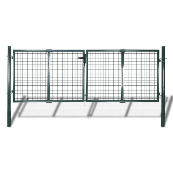 vidaXL Fence Gate Steel 300x100 cm Green