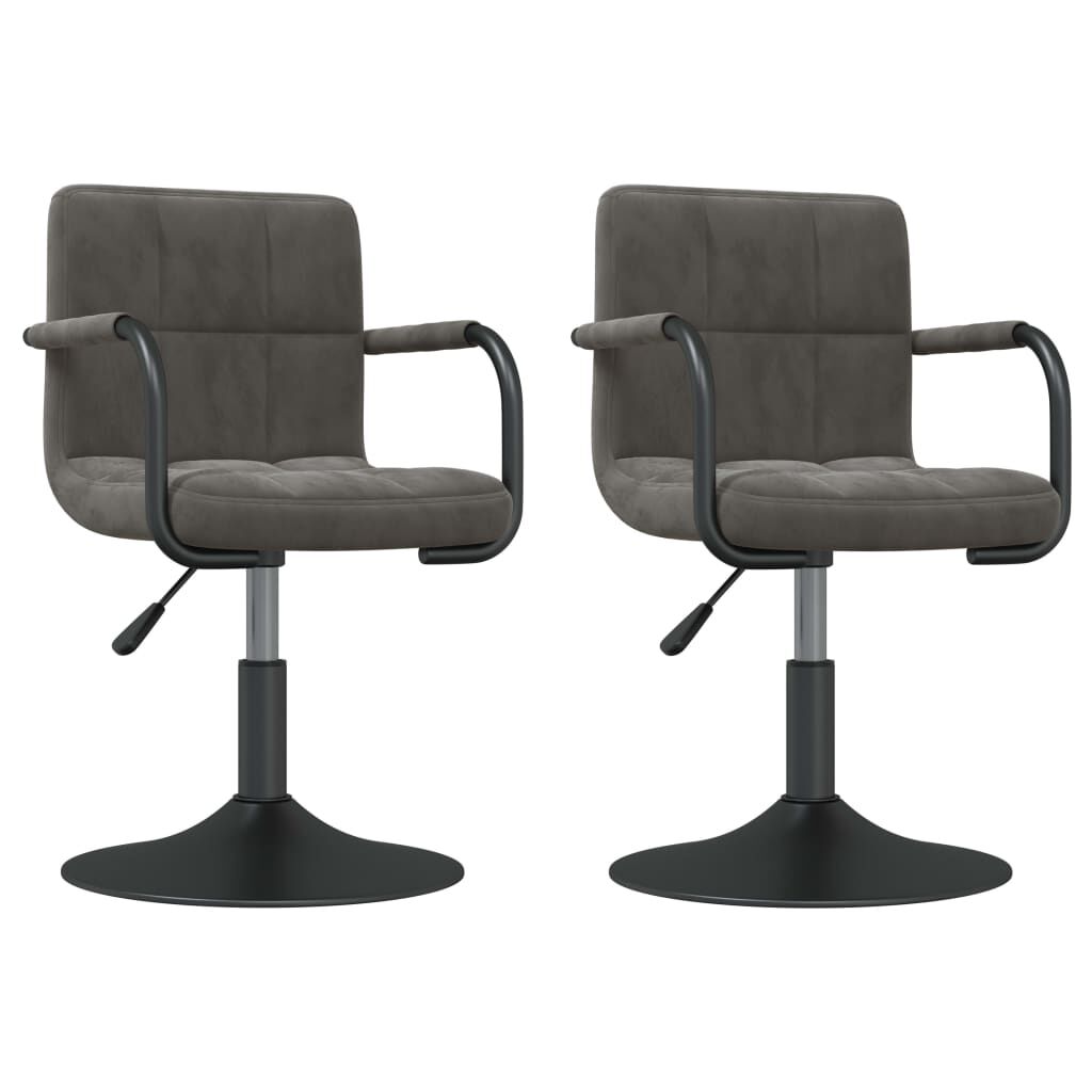 vidaXL Swivel Dining Chairs 2 pcs Dark Grey Velvet
