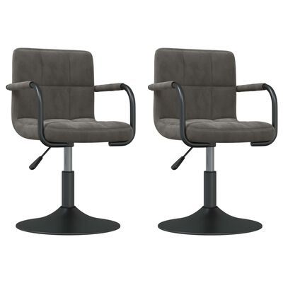vidaXL Swivel Dining Chairs 2 pcs Dark Grey Velvet, dark grey vidaXL Swivel Dining Chairs 2 pcs Dark Grey Velvet