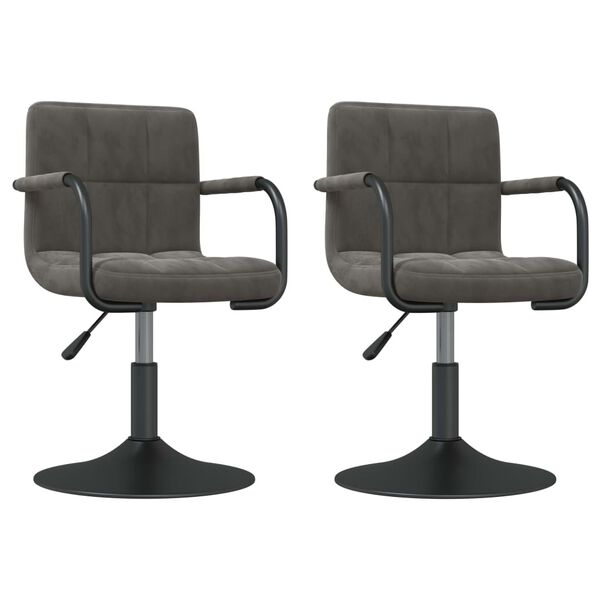 vidaXL Swivel Dining Chairs 2 pcs Dark Grey Velvet