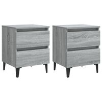 vidaXL Bed Cabinets with Metal Legs 2 pcs Grey Sonoma 40x35x50 cm, grey sonoma vidaXL Bed Cabinets with Metal Legs 2 pcs Grey Sonoma 40x35x50 cm