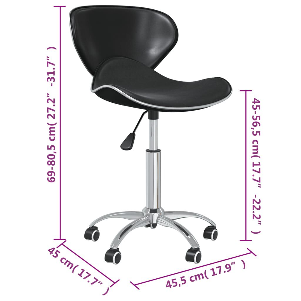 vidaXL Swivel Dining Chairs 6 pcs Black Faux Leather