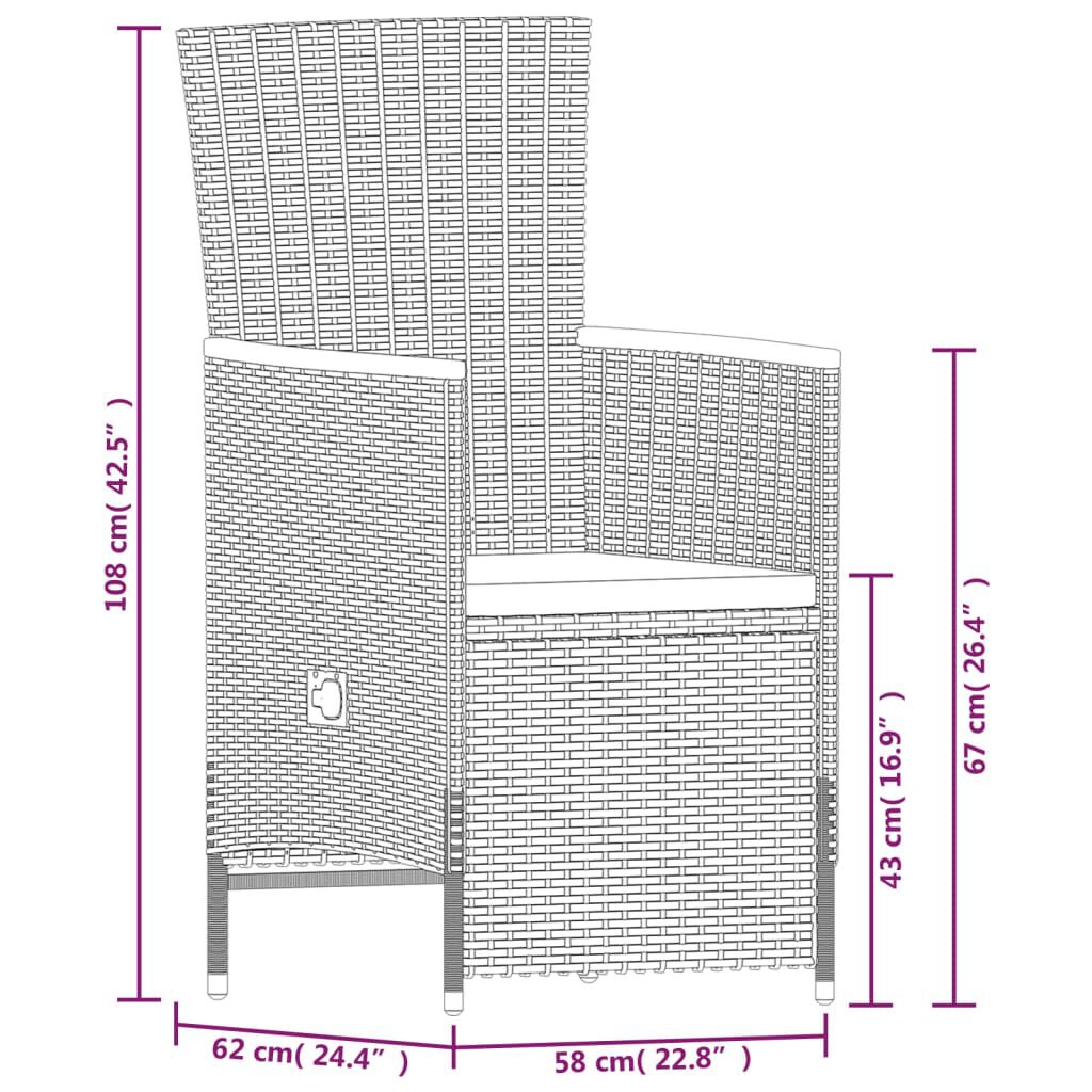 vidaXL 9 Piece Garden Dining Set with Cushions Grey