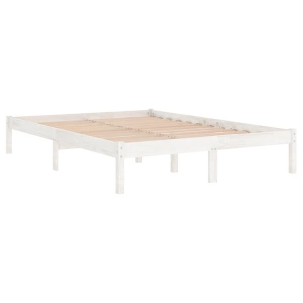 vidaXL Bed Frame without Mattress White Solid Wood 160x200 cm
